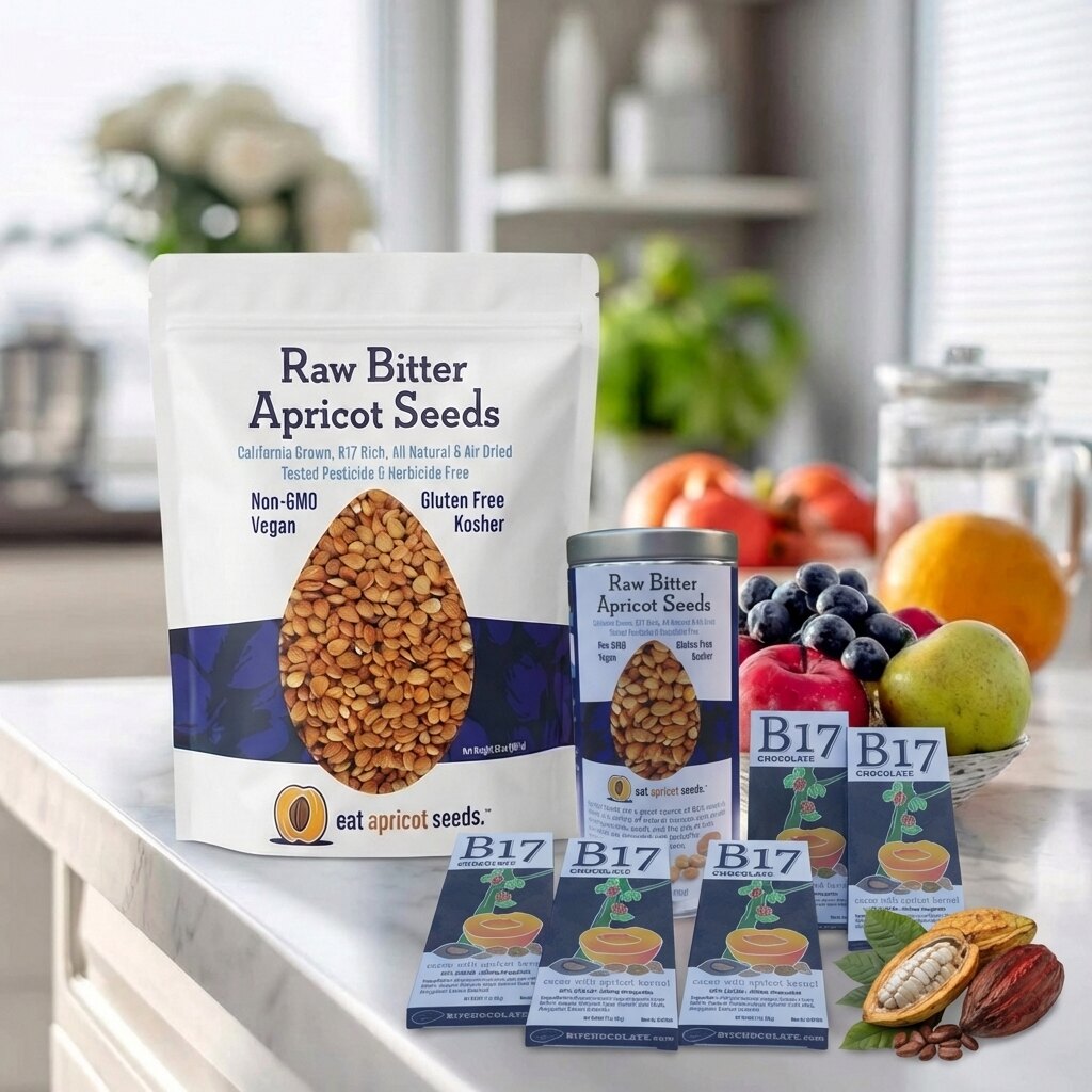 B17 Chocolate with EatApricotSeeds can and pouch